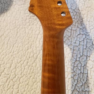 You never felt frets like this. Bottom price on a USA Roasted flame maple neck. NO fret tangs,Rounded edges. Dark Rosewood fingerboard..Made for a Strat body # MPS-39R image 7