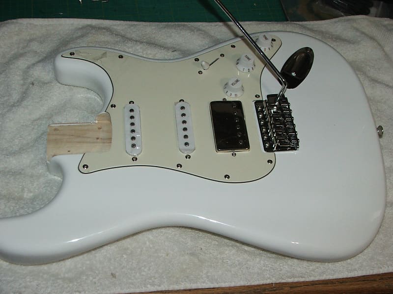 White Loaded Strat Style Body....Fender Stamped big block | Reverb