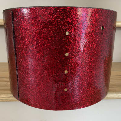 Ludwig 1960s 9x13 Tom Drum Shell 3 Ply Red Sparkle Rewrap Project Drum image 3
