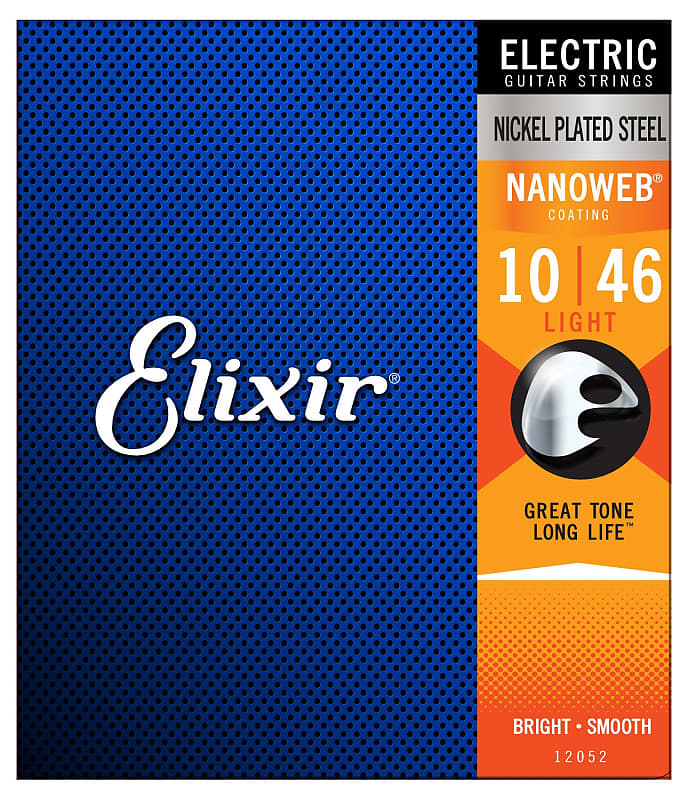 Elixir 12052 Nanoweb Coated Light Nickel Plated Electric Guitar Strings 10-46 image 1