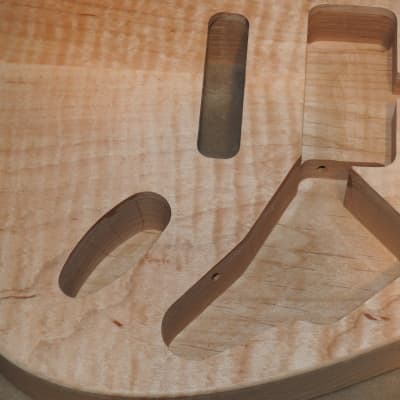 Unfinished Stratocaster Body Book Matched Figured Flame Maple Top 2 Piece Alder Back Chambered, Standard Tele Pickup Routes 3lbs 8.3oz! image 18