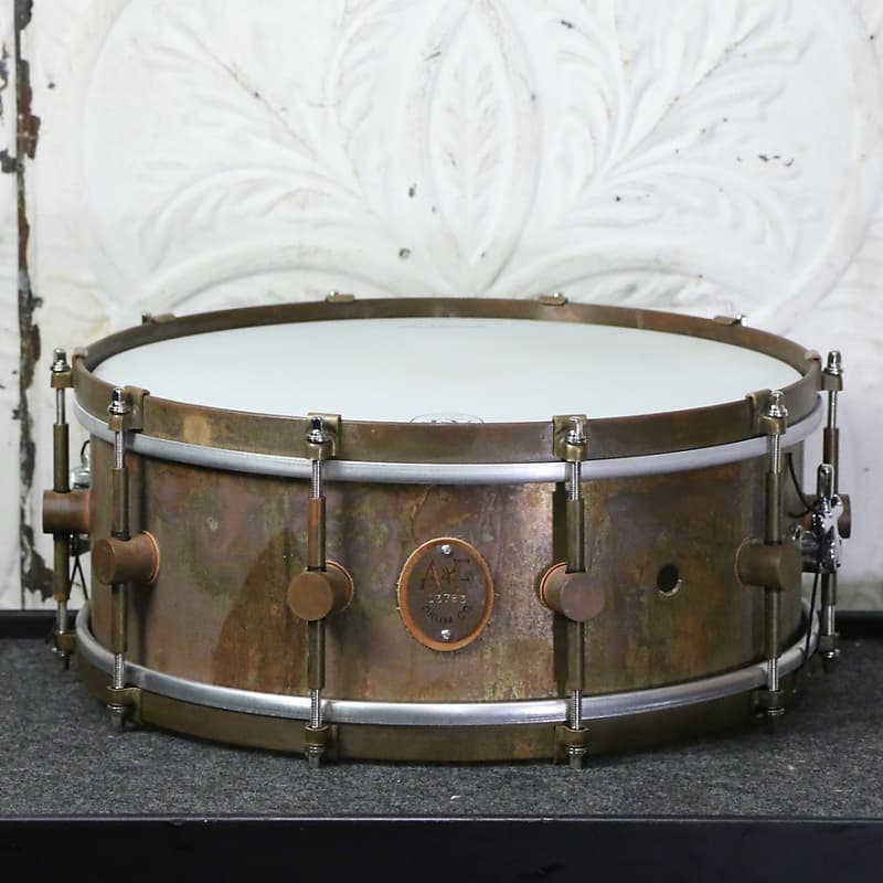 Used A&F Raw Brass Snare Drum 14X5in + internal muffler Reverb