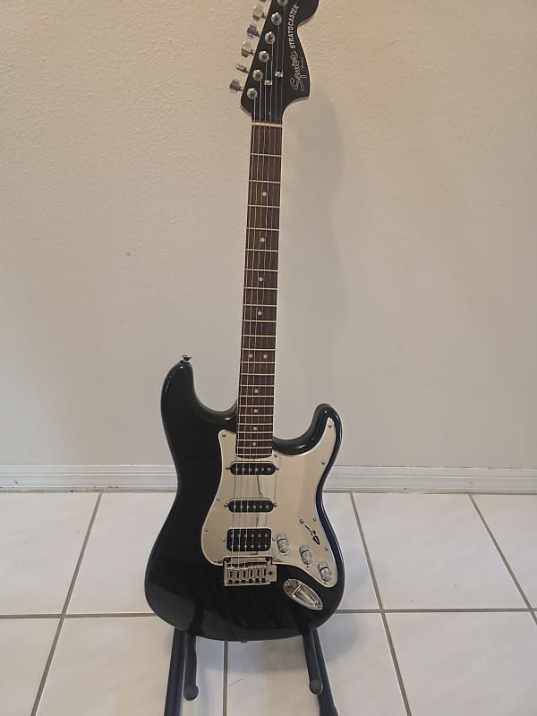Squier Standard Stratocaster HSS Black and Chrome | Reverb