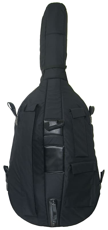 Heavy-Duty Well padded Cordura Deluxe Double Bass Gig Bag, Black, 1/4 image 1