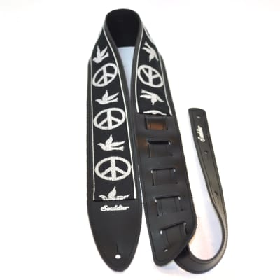 Souldier 'Torpedo' Leather Guitar Strap - Young Peace Dove in Black image 2