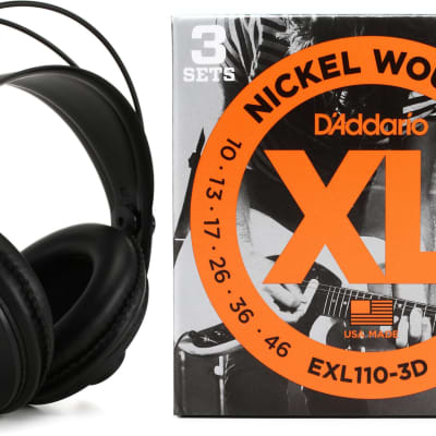 AKG K240 Studio Semi-open Pro Studio Headphones  Bundle with D'Addario EXL110-3D XL Nickel Wound Electric Guitar Strings - .010-.046 Regular Light (3-pack) image 1
