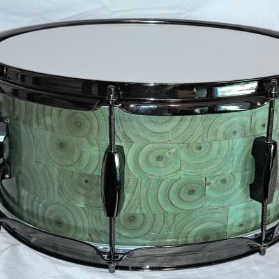 MARTIAL PERCUSSION Custom Puzzle-Stave Snare Drum - Mingled Green Goo Glaze image 6