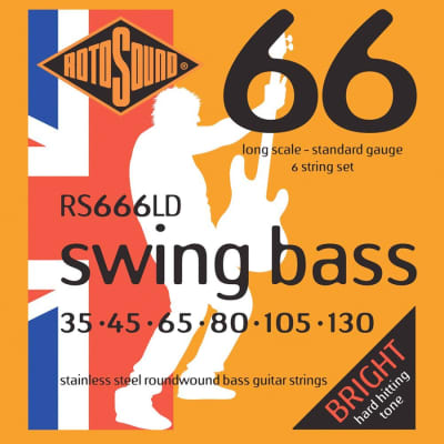 Rotosound RS666LD Swing Stainless Steel 6-String Bass Strings 35-130 image 1