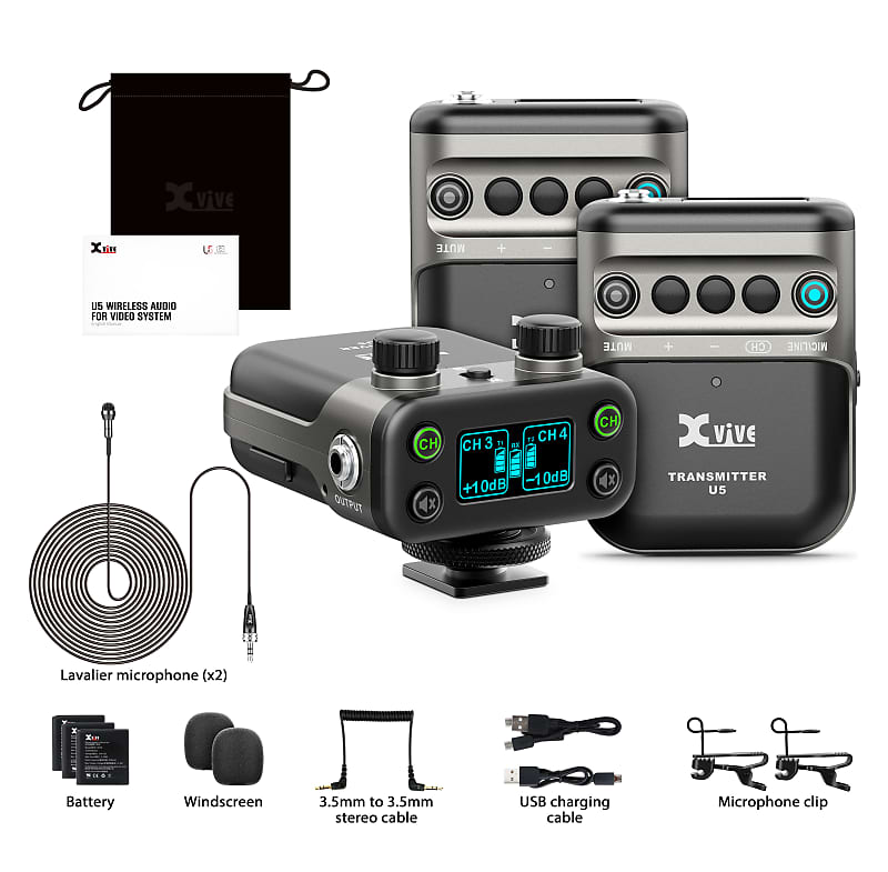 Xvive U5T2 2-Channel Camera Mount Wireless Lavalier Microphone System image 1