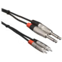 Hosa Technology HPR-003x2 Dual 1/4" TS Male to Dual RCA Male Stereo Audio Cable (3')