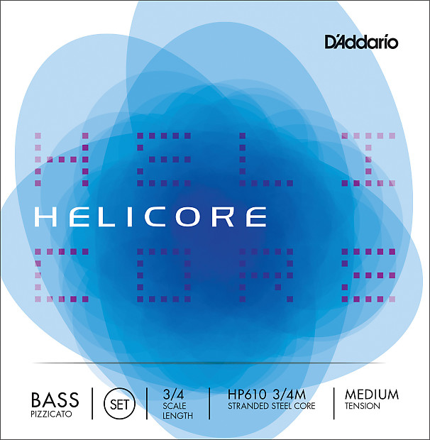 D'Addario HP610 3/4M Helicore Pizzicato Bass String Set - 3/4 Scale, Medium Tension image 1