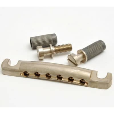 NEW Gotoh GE101A RELIC Aluminum Stop Tailpiece w/ Metric Studs - AGED NICKEL imagen 1