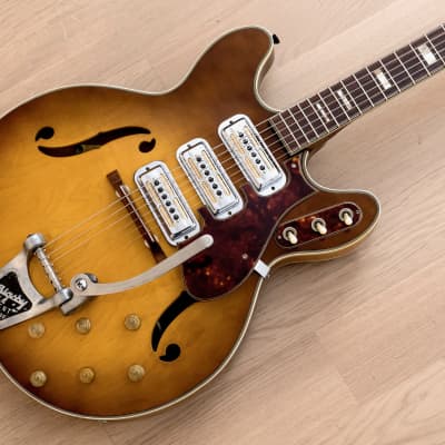 1966 Harmony H76 Vintage Electric Guitar 100% Original w/ DeArmond Gold Foils, Bigsby B3 & Case image 1