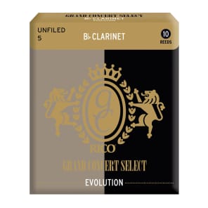 Rico RGE10BCL500 Grand Concert Select Evolution Bb Clarinet Reeds - Strength 5.0 (10-Pack)