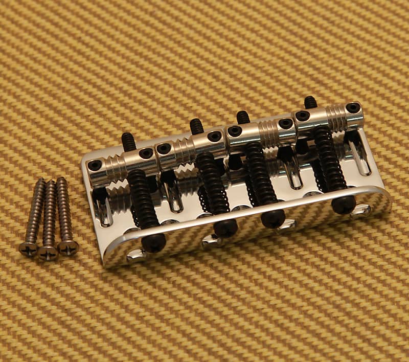 005-8396-000 Genuine Fender Deluxe Chrome 4-String Bass Bridge w/ Screws image 1