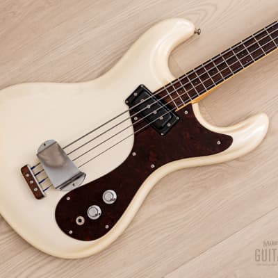 2000s Mosrite USA Ventues Model Bass V-65 Vintage Reissue Pearl White w/ Case, Fillmore Japan for sale