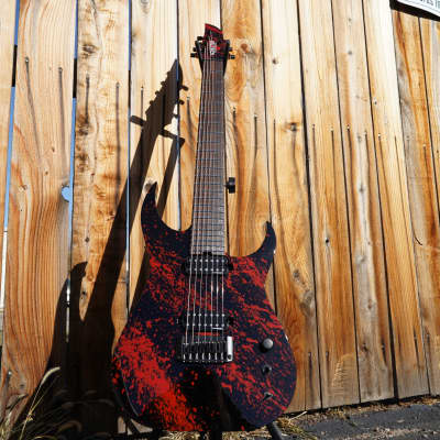 Schecter USA CUSTOM SHOP - Black w/ Blood Splatter - Keith Merrow KM-7 - Hybrid 7-String Electric Guitar w/ Case (2023) image 12