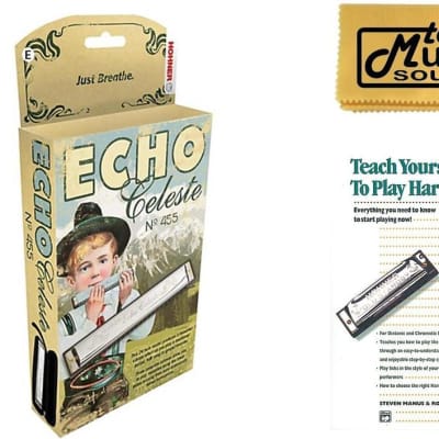 Hohner 455 Echo Celeste Tremolo Tuned Harmonica Key of E, Includes Case & Book, 455BX-E BK image 4