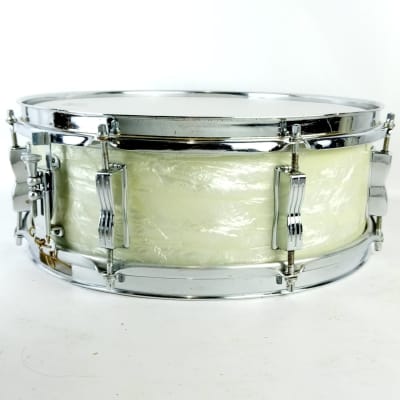 Ludwig 5x14"Jazz Festival Pre-Serial White Marine Pearl Snare Drum 60s WMP Fest image 4