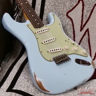 Fender Custom Shop 1962 Stratocaster Hand-Wound Pickups AAA Dark Rosewood Slab Board Relic Sonic Blue 7.65 LBS image 8