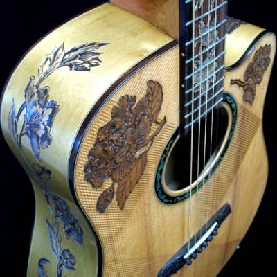 Blueberry Handmade Acoustic Guitar Dreadnought Floral Motif built to Order image 9