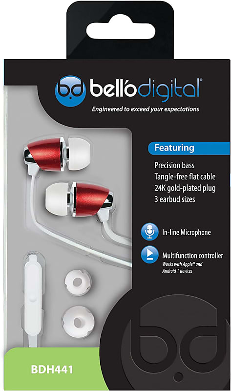 Bell'O - BDH441RD - In-Ear Headphones with Precision Bass - Red image 1