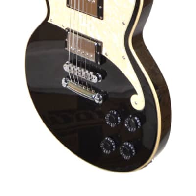 D'Angelico Premier Brighton DAPBRIBLFCS Double Cutaway Electric Guitar w/ Gig Bag 2022 Black Flake image 7