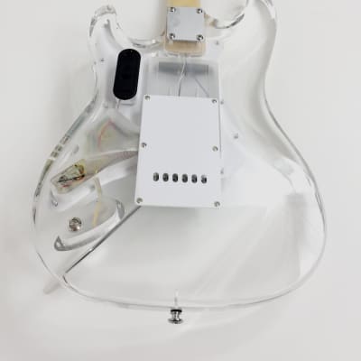 Haze HD200P Clear Acrylic See-Thru Electric Guitar, LED Lights + Free Bag image 7