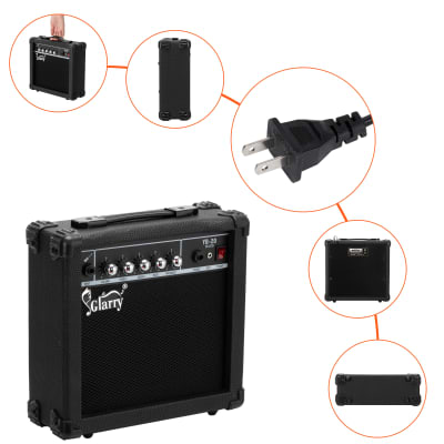 Glarry Full Size 4 String Burning Fire Enclosed H-H Pickup Electric Bass Guitar with 20W Amplifier Bag Strap Connector Wrench Tool 2020s - Black image 19