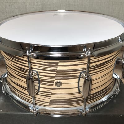 Barton Beech "Model 84" 6.5x14 Snare Drum - Zebrano Finish image 6
