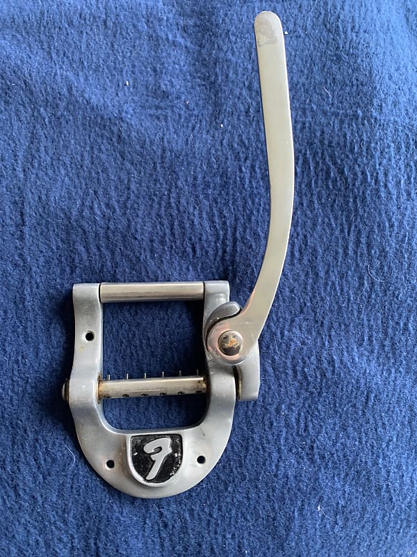 Fender F logo Bigsby B5 Vibrato tailpiece. 1960s Nickel Reverb