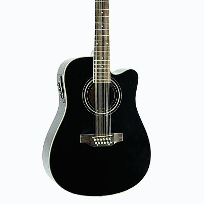 De Rosa GACE41-AW12-BK Spruce Top Mahogany Neck 12-String Acoustic-Electric Guitar w/Gig Bag & Picks image 1