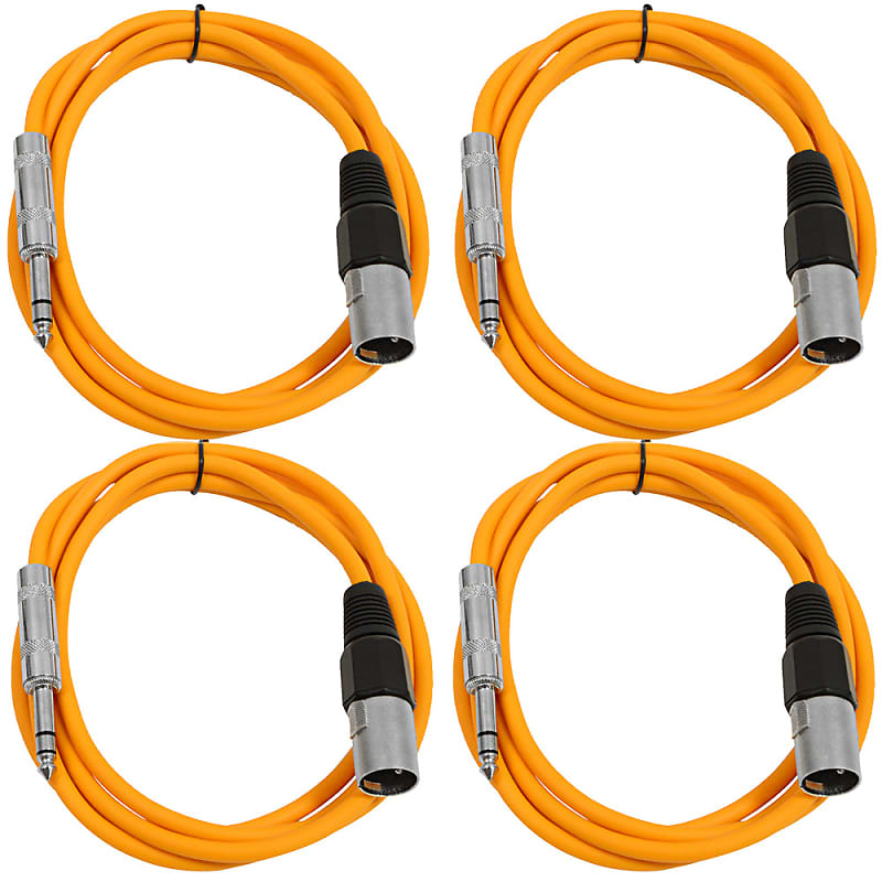 4 Pack of 1/4 Inch to XLR Male Patch Cables 6 Foot Extension Cords Jumper - Orange and Orange image 1
