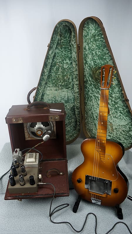 Vintage Lap Steel and Amplifier Set 1940s-50s Alan Stringed Instruments Natural image 1