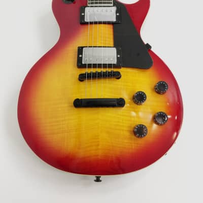 Haze HSG9TCS Solid Body Flame Maple Cherry Top Electric Guitar, Sunburst w/Accessories - With yellow case image 4