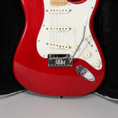 2000 Fender American Deluxe Stratocaster Transparent Crimson w/OHSC image 2