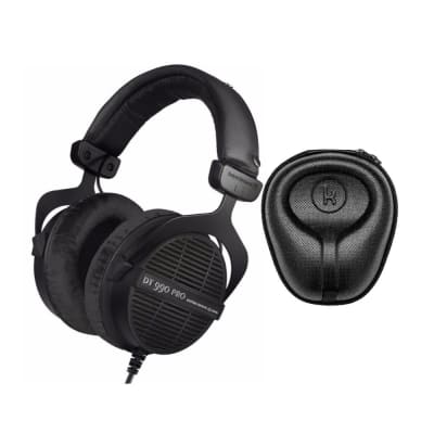Beyerdynamic DT 990 PRO Studio Headphones (Ninja Black, Limited Edition) with Knox Gear Hard Shell Headphone Case Bundle