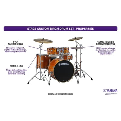Yamaha Stage Custom Birch 5pc Drum Set w/22" BD Honey Amber image 3