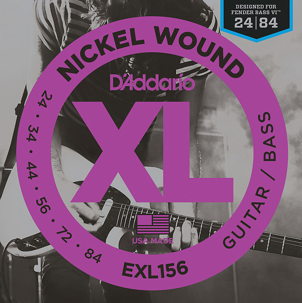 D'Addario EXL156 Nickel Wound Electric Guitar/Nickel Wound Bass Strings, Fender Nickel Wound Bass VI, 24-84 image 1