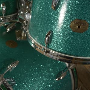Gretsch 13/14/18/22 4pc Drum Kit Green Sparkle Early 1970s USED image 2