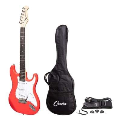Casino ST-Style Electric Guitar Set (Hot Lips Pink) for sale