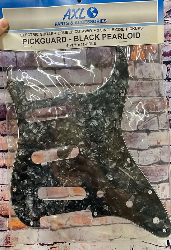 AXL Model PG-363-BK 3-Pickup Single Coil Guitar Pickguard, Black Pearloid image 1