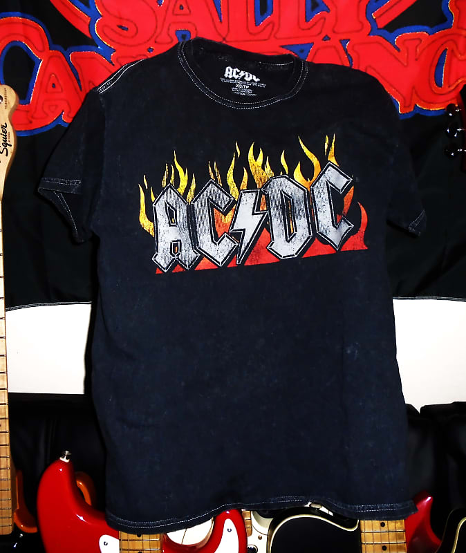 ac dc flames logo 2021 official mdse MINT SLATE XS tee - | Reverb
