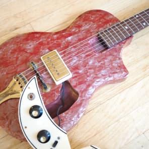 1959 Supro Belmont 1570 Vintage Electric Guitar Maroon Pearloid MOTS Valco USA image 15