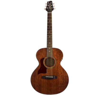 Sawtooth Mahogany Series Left-Handed Solid Mahogany Top Acoustic-Electric Mini Jumbo Guitar with Hard Case and Pick Sampler image 3