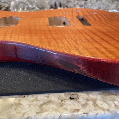 Supra-Tone Double cut flamed maple guitar body - Mango/Oxblood image 5