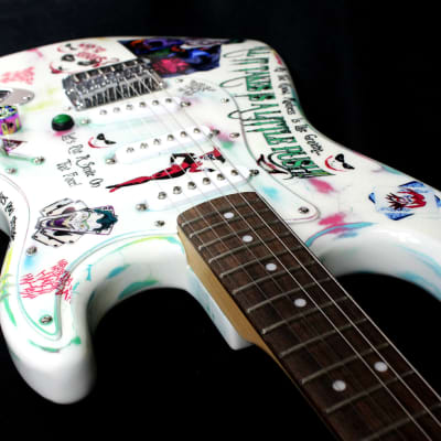Custom Painted and Upgraded Fender Squier Stratocaster (Aged and Worn) With Graphics and Matching Headstock image 16
