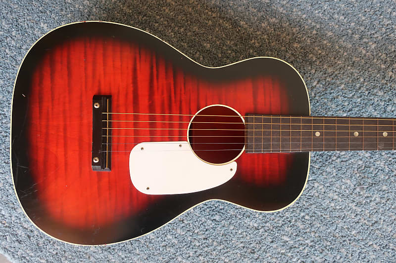 Vintage 1950s Harmony Stella Parlor Guitar USA Playable Low