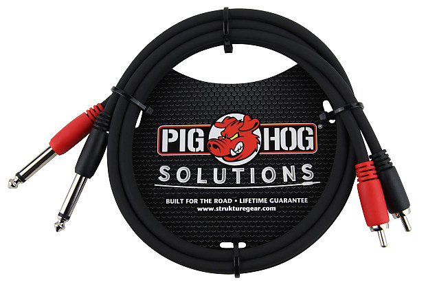 Pig Hog PD-R1403 Solutions Dual 1/4" TS Male to Dual RCA Male Cable - 3' image 1