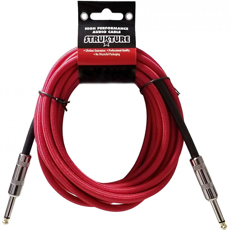 Strukture SC186RD 18.6ft Woven Guitar & Instrument Cable, Red image 1